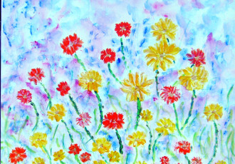 impressionist floral, wildflowers of arizona, african daisies